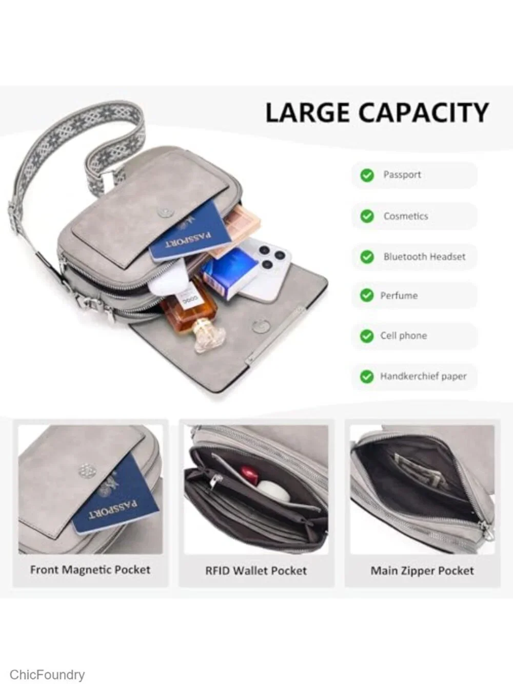 Small Crossbody Bag with RFID Blocking Card Slots Faux Leather Shoulder Handbag